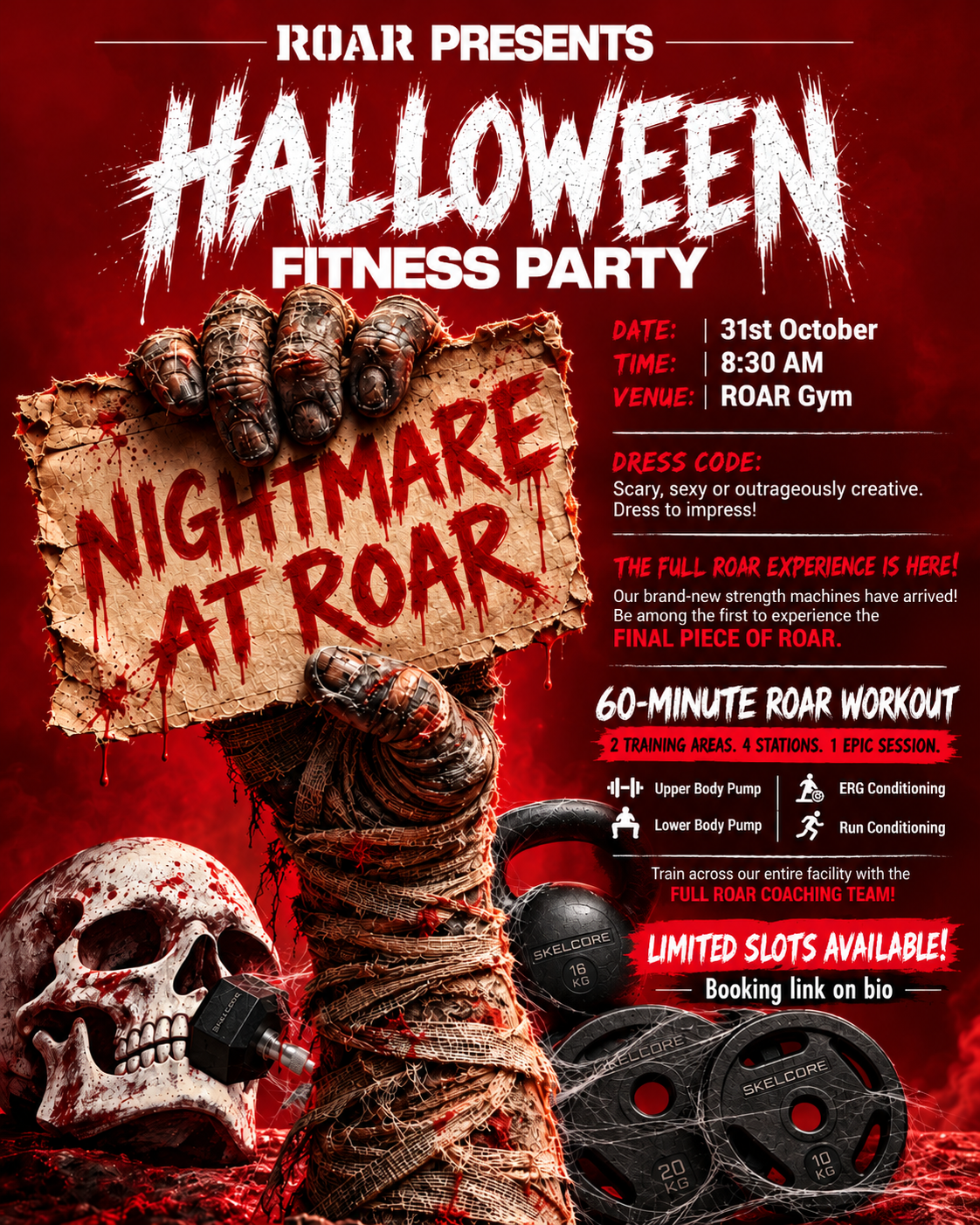 ROAR Halloween Fitness Party poster — 31 October 2026